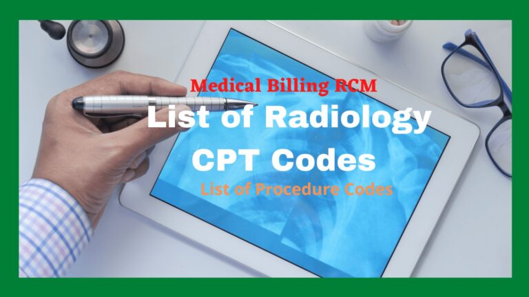 Radiology CPT Codes List 2025 - Radiology CPT Codes Range