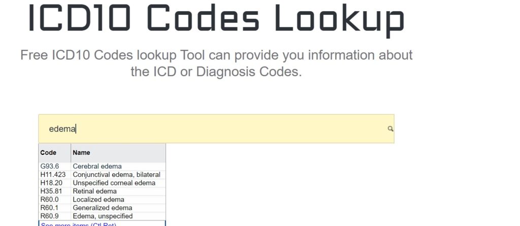icd 10 codes for edema or anasarca
